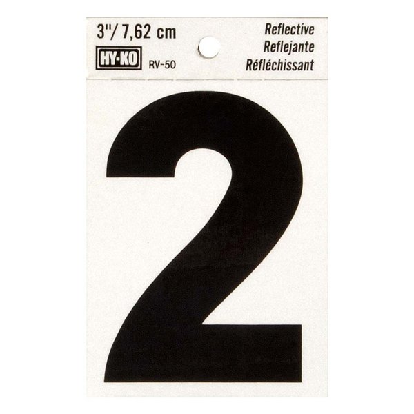 Hy-Ko 3In Reflective Number 2, 10PK B00443